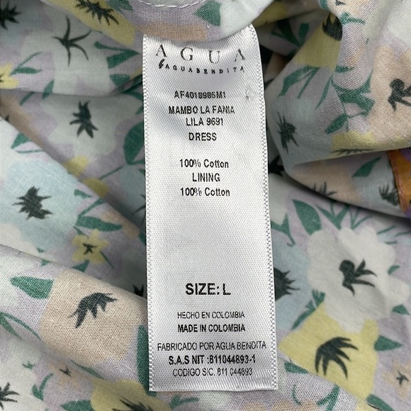 NWT Agua by Agua Bendita Mambo La Fania Lila Multicolor Floral Spring Sz L - Picture 13 of 16